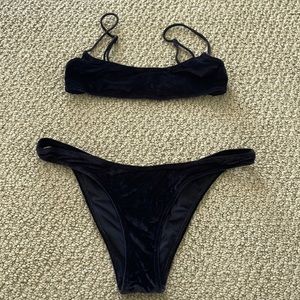 Black velvet Triangl bikini top and bottom XS top , XXS bottom